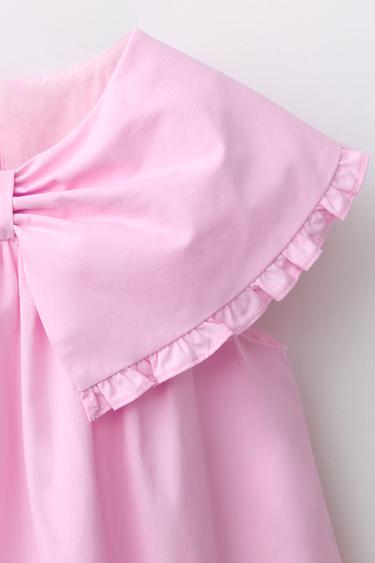 ROBE EN POPELINE AVEC NŒUD - Rose pâle de Zara - Image 2