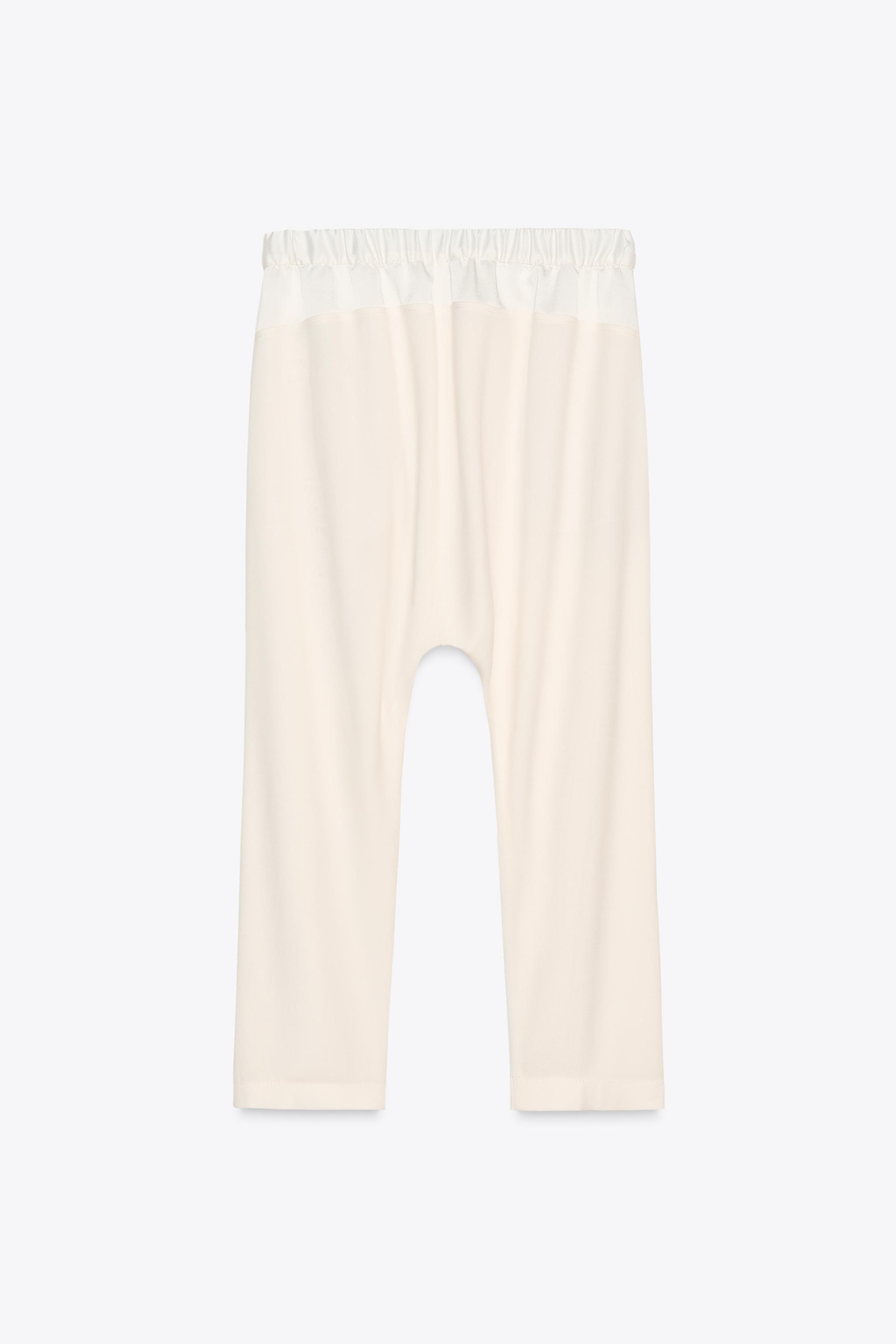 パンツ STRETCH LIGHT WEIGHT EASY SARROUEL PANTS LOW RISE PANTS ZW COLLECTION - Oyster-white | ZARA United States
