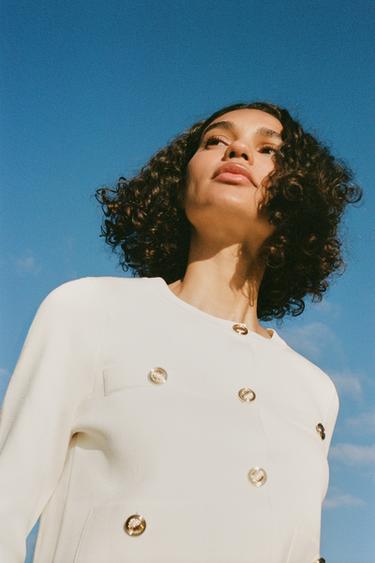 CHAQUETA PUNTO LISO - Crudo de Zara
