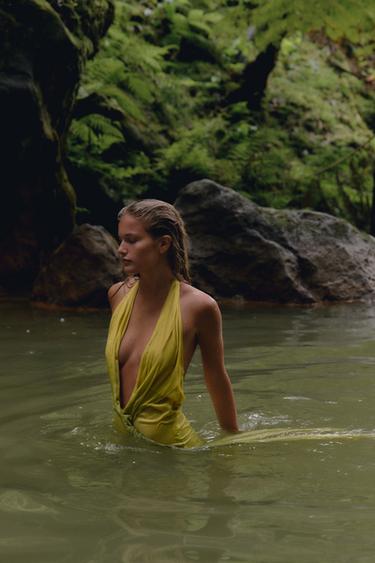 ROBE LONGUE NŒUD IMPRIMÉ - Verts de Zara - Image 1