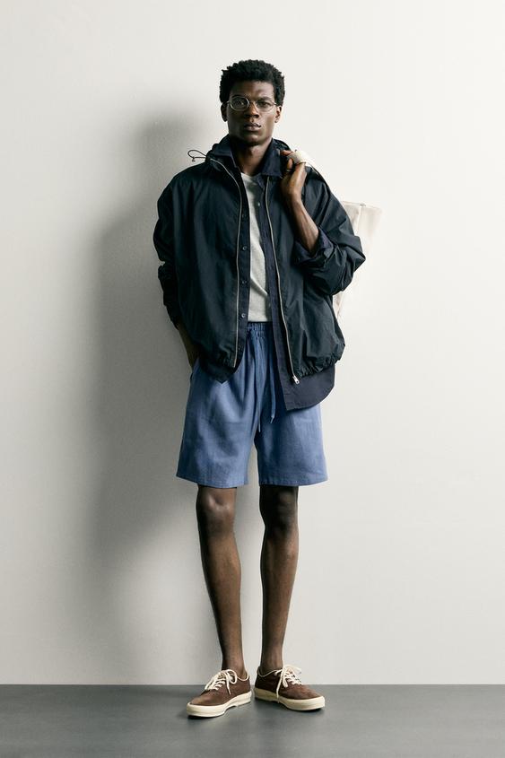 RELAXED FIT VISCOSE/LINEN BERMUDA SHORTS - Light blue by Zara - Image 0