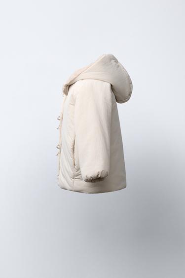 WATER-REPELLENT QUILTED COAT WITH TIES - Ecru by Zara - Image 2