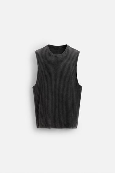 RIB KNITTED TANK - Anthracite grey by Zara