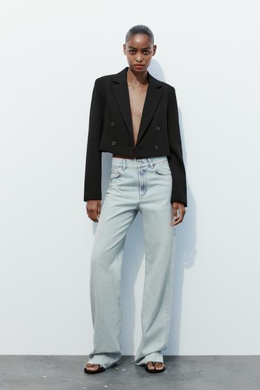 ДВУБОРТНЫЙ УКОРОЧЕННЫЙ ПИДЖАК — ЧЕРНЫЙ от Zara — изображение 0