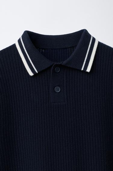 BASIC RIBBED KNIT POLO SHIRT - Navys / Ecrus by Zara - Image 2