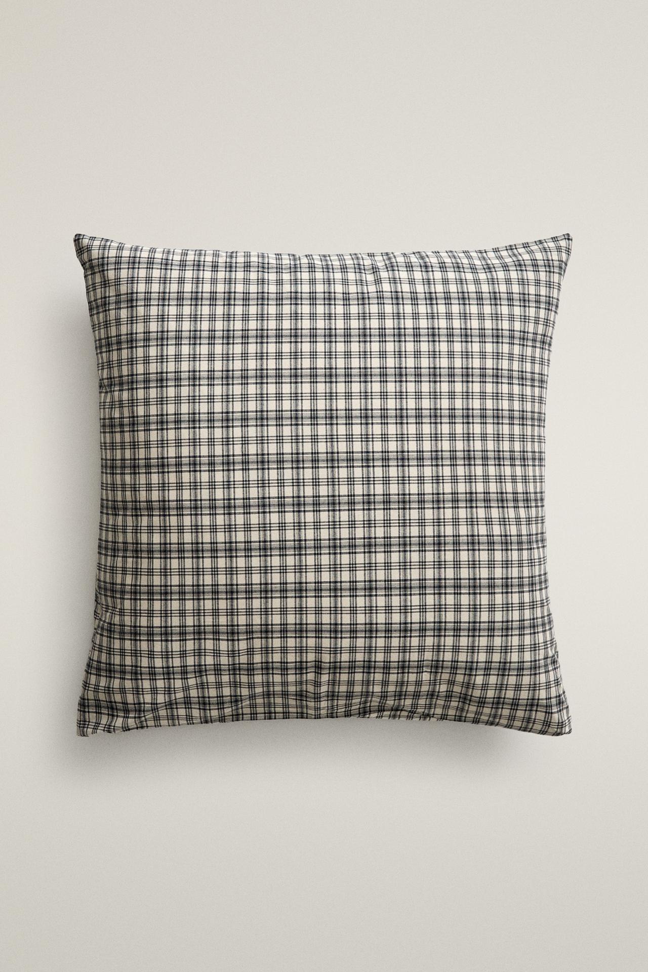 CHECK FLANNEL PILLOWCASE (130 G/M²) — Beige