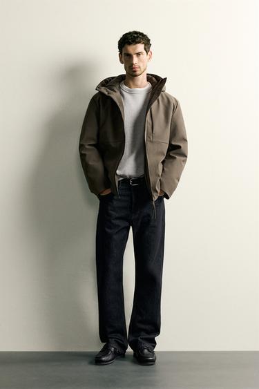WATER-REPELLENT HOODED TECHNICAL JACKET - Khaki by Zara
