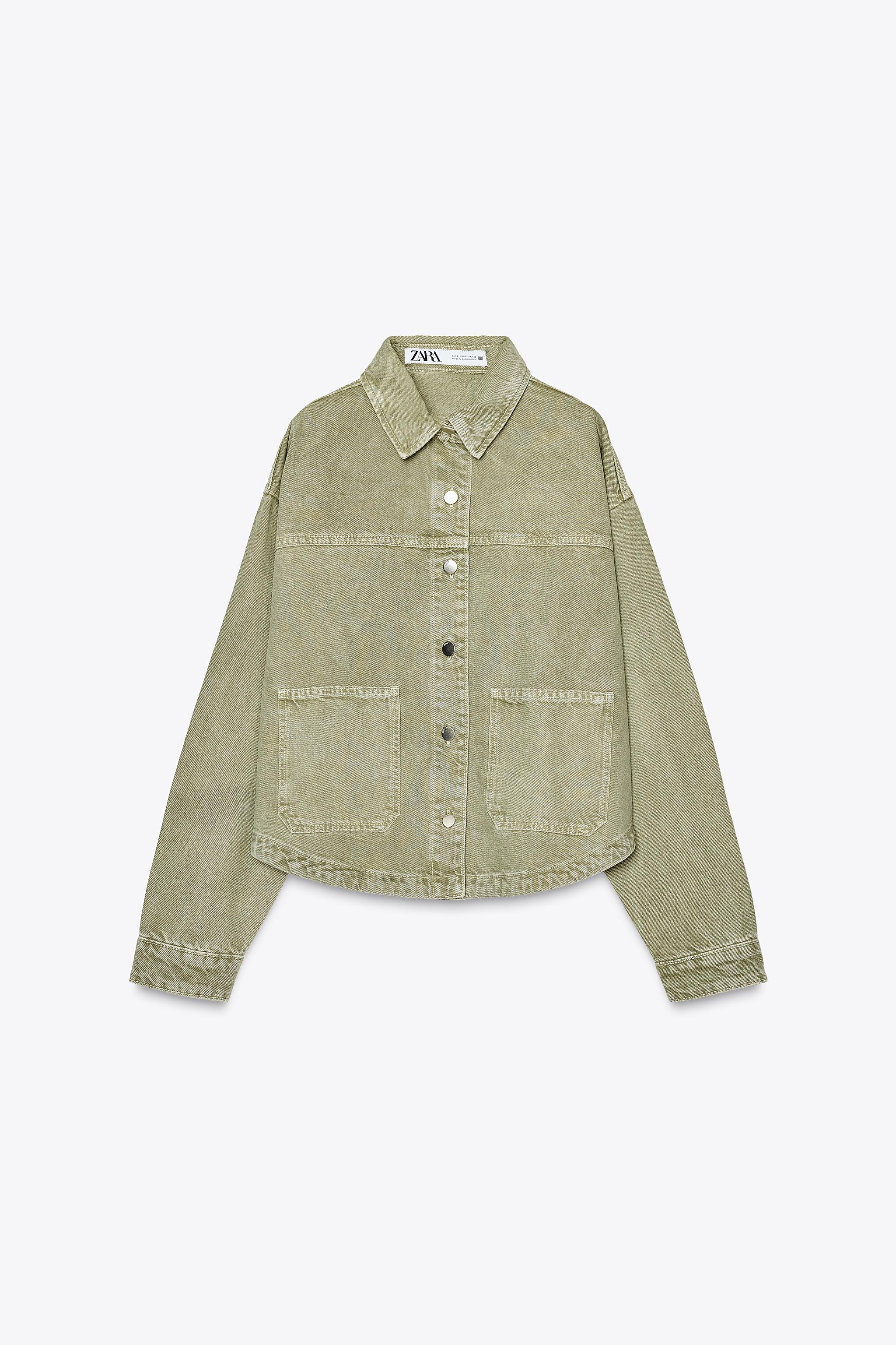 Z1975 DENIM JACKET WITH POCKETS - Khaki | ZARA New Zealand