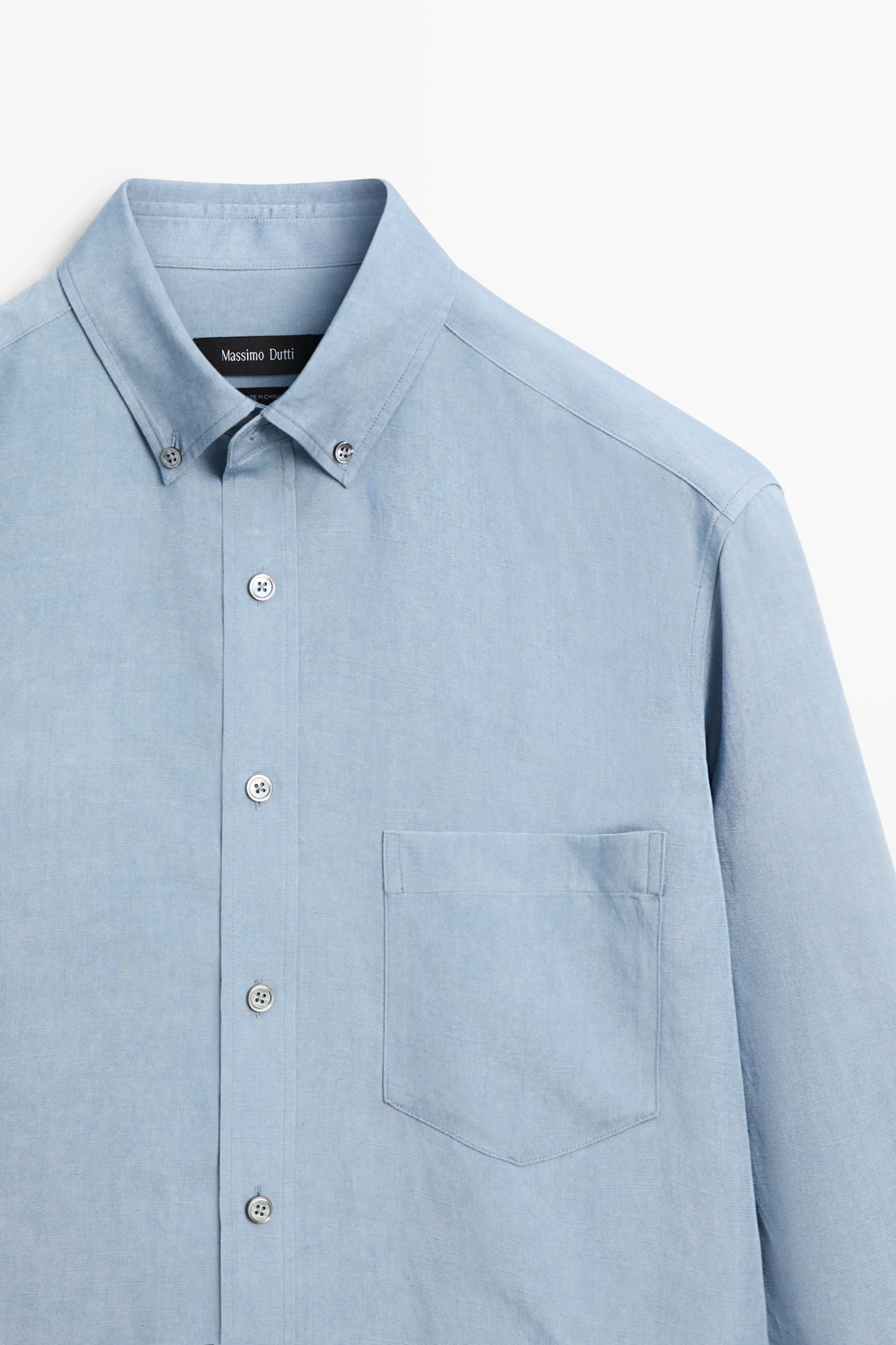 Chemise fluide regular fit en mélange de fibre cellulose et lin