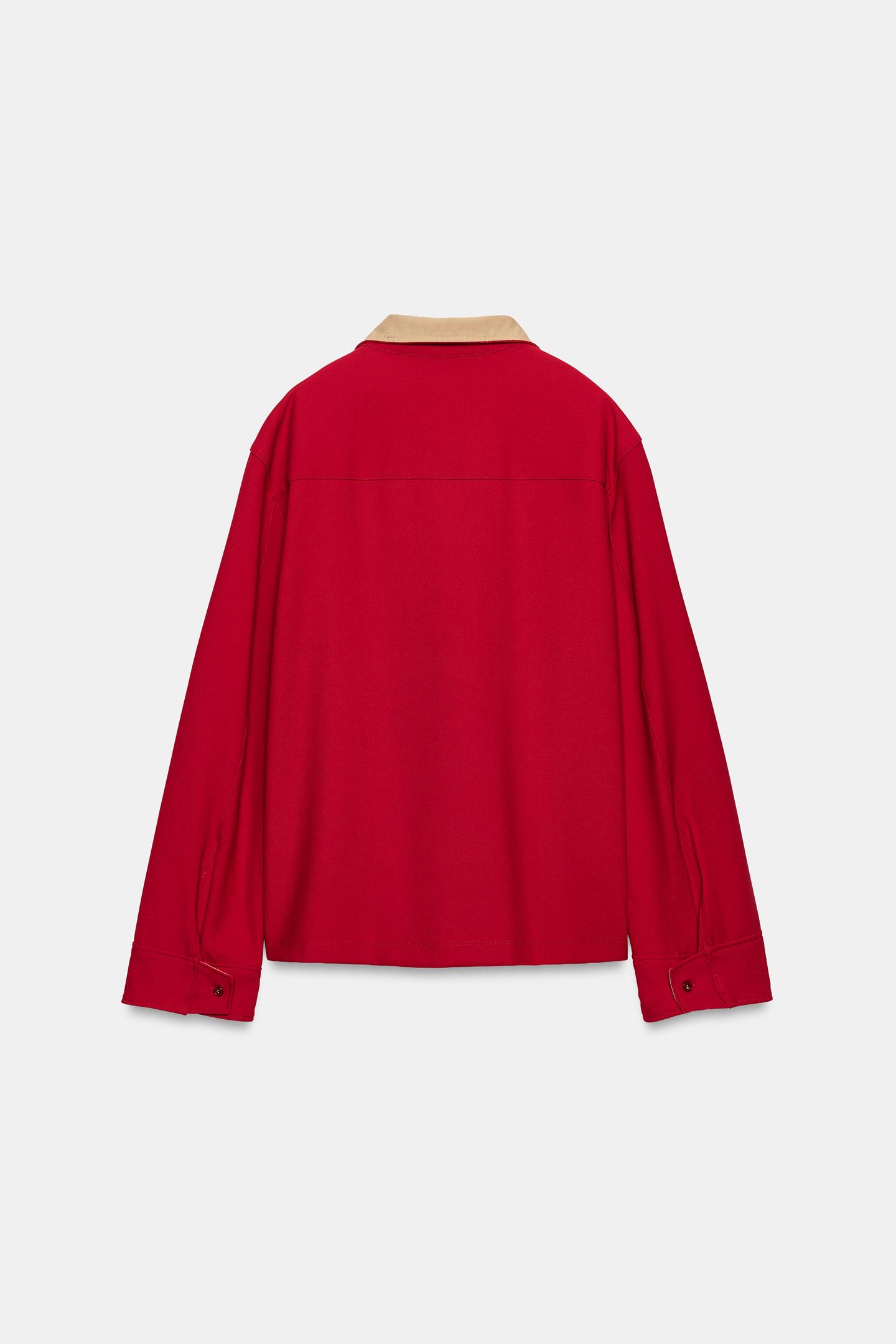 Женская рубашка Zara ZW Collection Contrast, цвет: Красный — фото 8