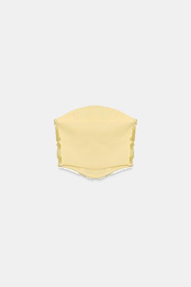 TOP BANDEAU PAILLETTES - Jaune de Zara - Image 4
