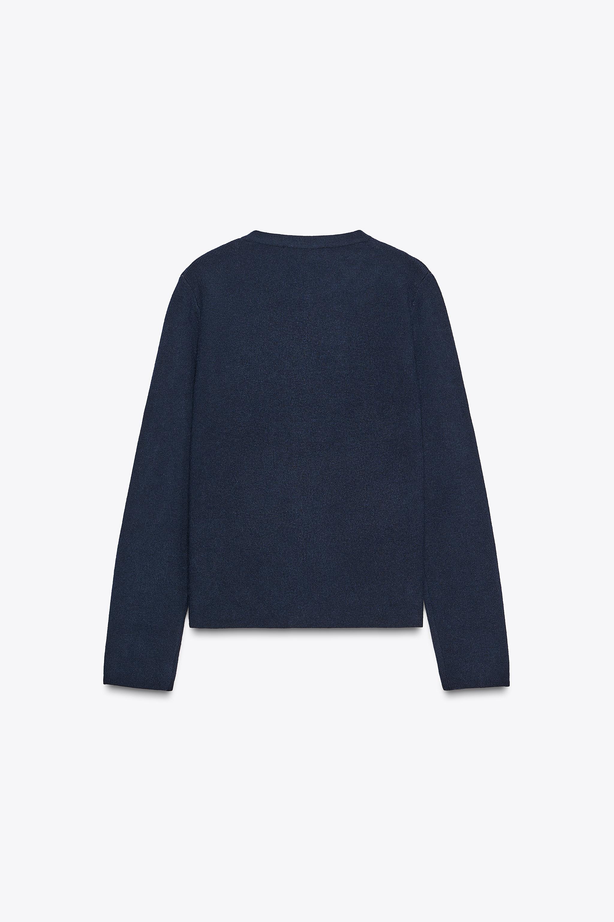 BASIC KNIT BUTTON CARDIGAN - Navy blue | ZARA United States