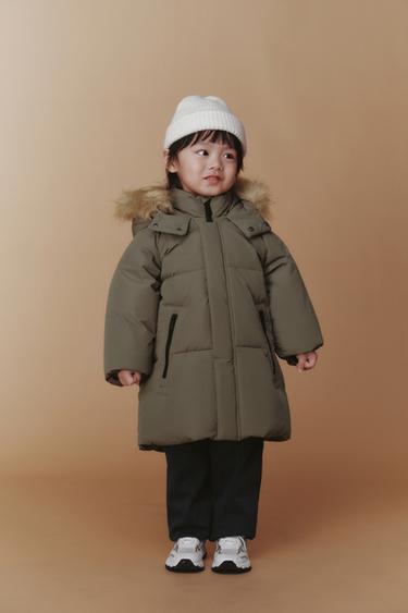 LONG 50% FEATHER AND 50% DOWN PUFFER JACKET, WATER REPELLENT AND WIND RESISTANT - Khaki by Zara