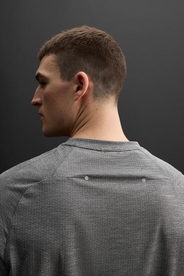 PERFORATED TEXTURED T-SHIRT - White / Grey by Zara - Image 4