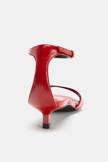 LEATHER STRAP SANDALS - Red by Zara - Image 6