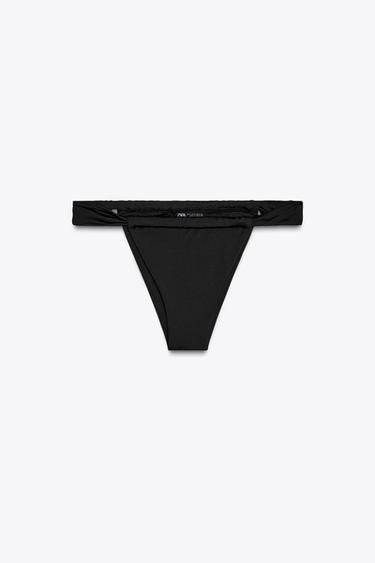 CURTAIN STRING BIKINI BOTTOMS - Black by Zara - Image 0