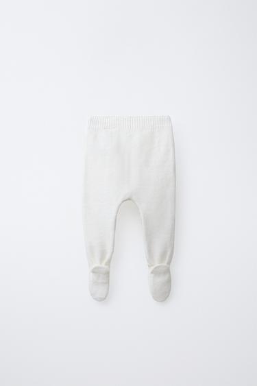 KNITTED LEGGINGS WITH BOW - Light ecru by Zara - Image 1