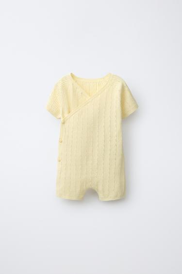 POINTELLE KNIT PLAYSUIT - Light yellow by Zara