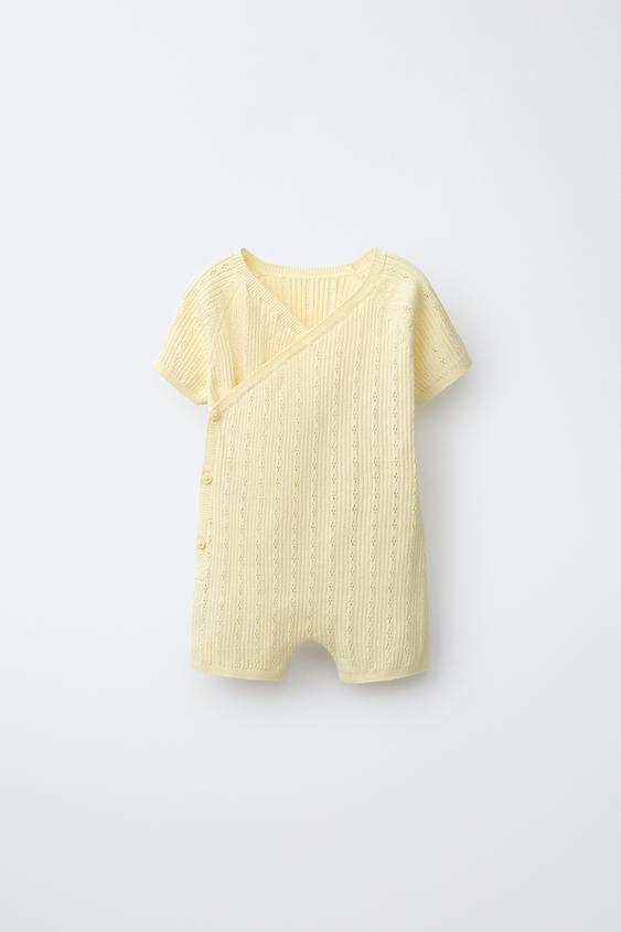 MACACÃO CURTO POINTELLE - Amarelo-claro da Zara - Imagem 0
