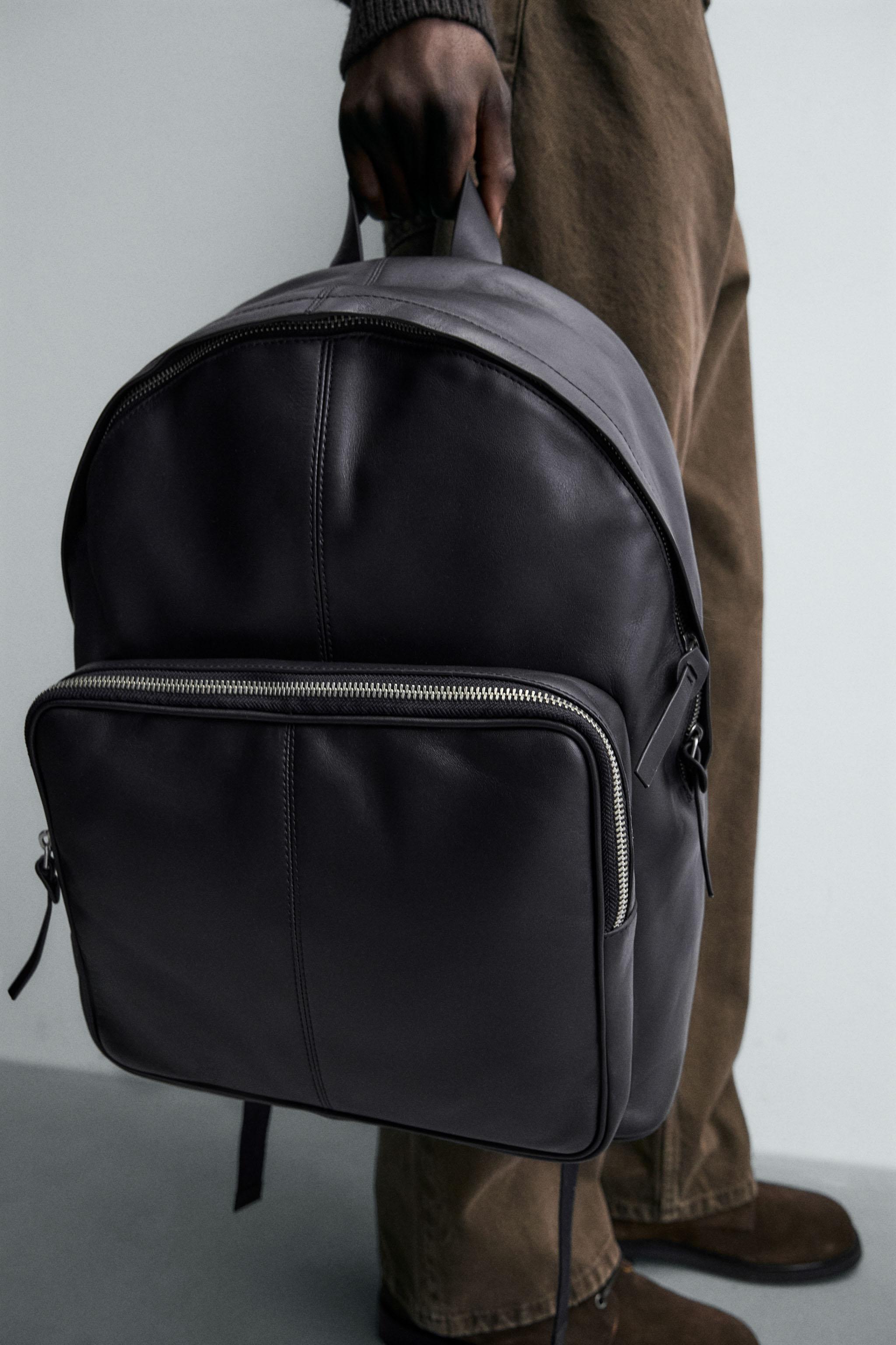 blck leather backpack ULX Classic lightweight Italian pebbled leather from an LWG Gold Large Black Leather Backpack For