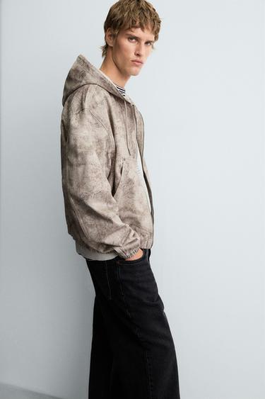 VESTE DÉLAVÉE À CAPUCHE - Imprimée de Zara - Image 5