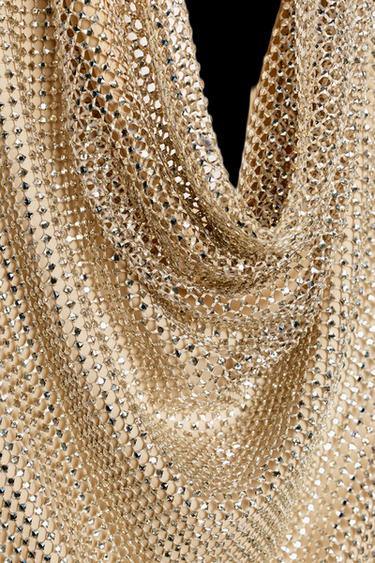 Zara SPARKLY HALTER DRESS - Golden