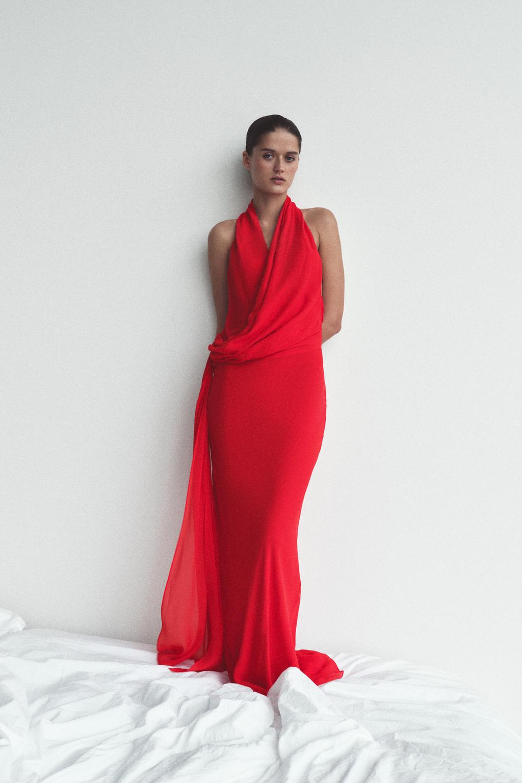 HALTER DRESS 100% VISCOSE FLOWY NECKLINE - image 2