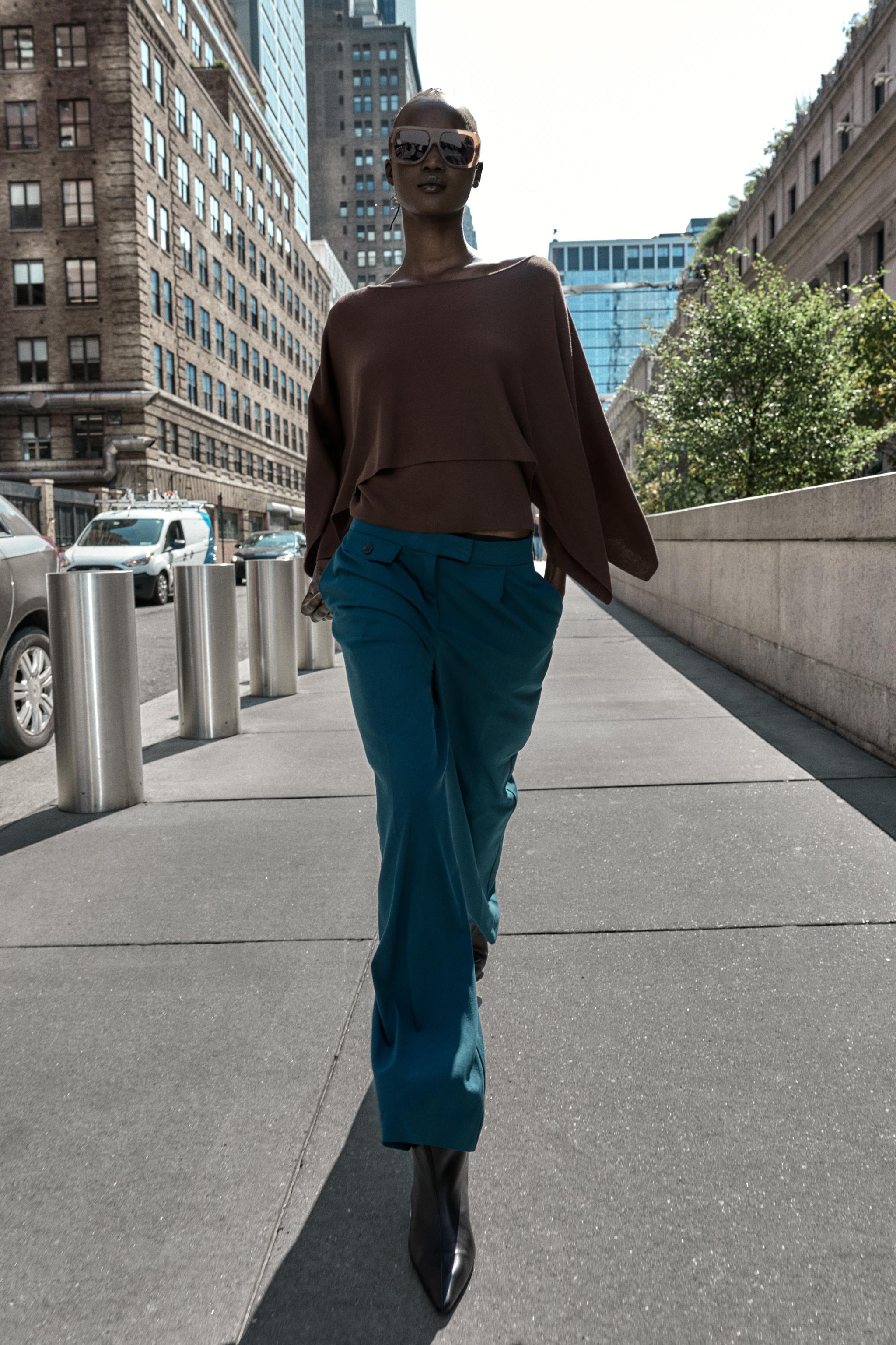 PLEATED WIDE LEG PANTS - Duck green | ZARA United States