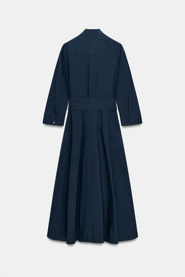 VESTIDO POPELÍN LAZADAS ZW COLLECTION - Marino de Zara