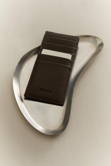 Zara LEATHER CARD HOLDER - 巧克力棕色