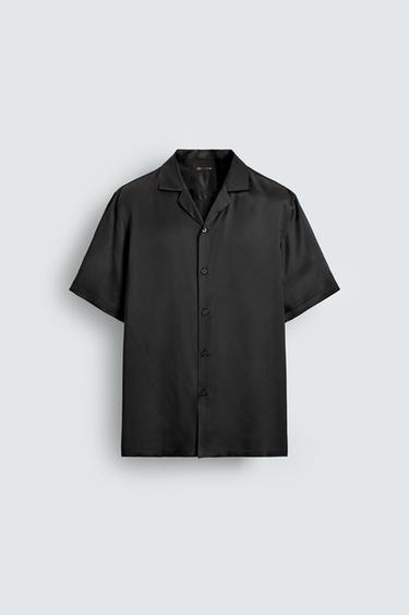 SATIN RELAXED FIT SHIRT - Black by Zara
