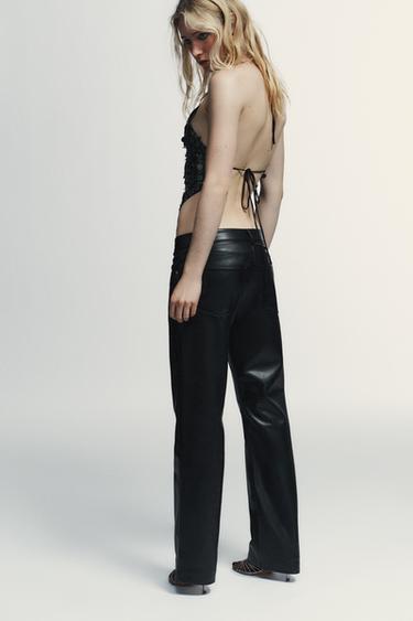 TOP HALTER À PAILLETTES - Vert foncé de Zara - Image 3