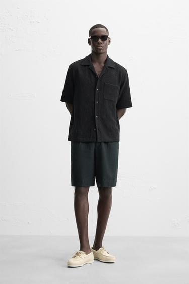 RELAXED FIT JACQUARD SHIRT - Black by Zara