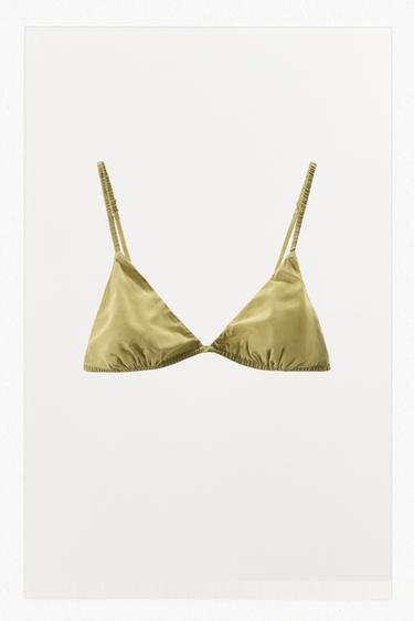 TRIANGLE BRALETTE WITH SILK - Light green by Zara