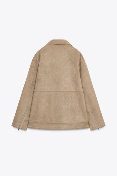 VESTE DE MOTARD EFFET DAIM - Marron clair de Zara - Image 10