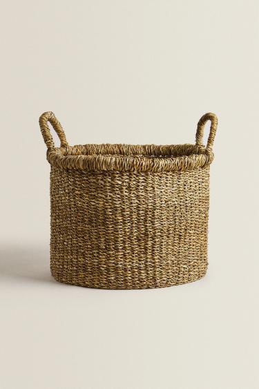 LARGE SEAGRASS BASKET WITH HANDLES - Brown by Zara - Image 3