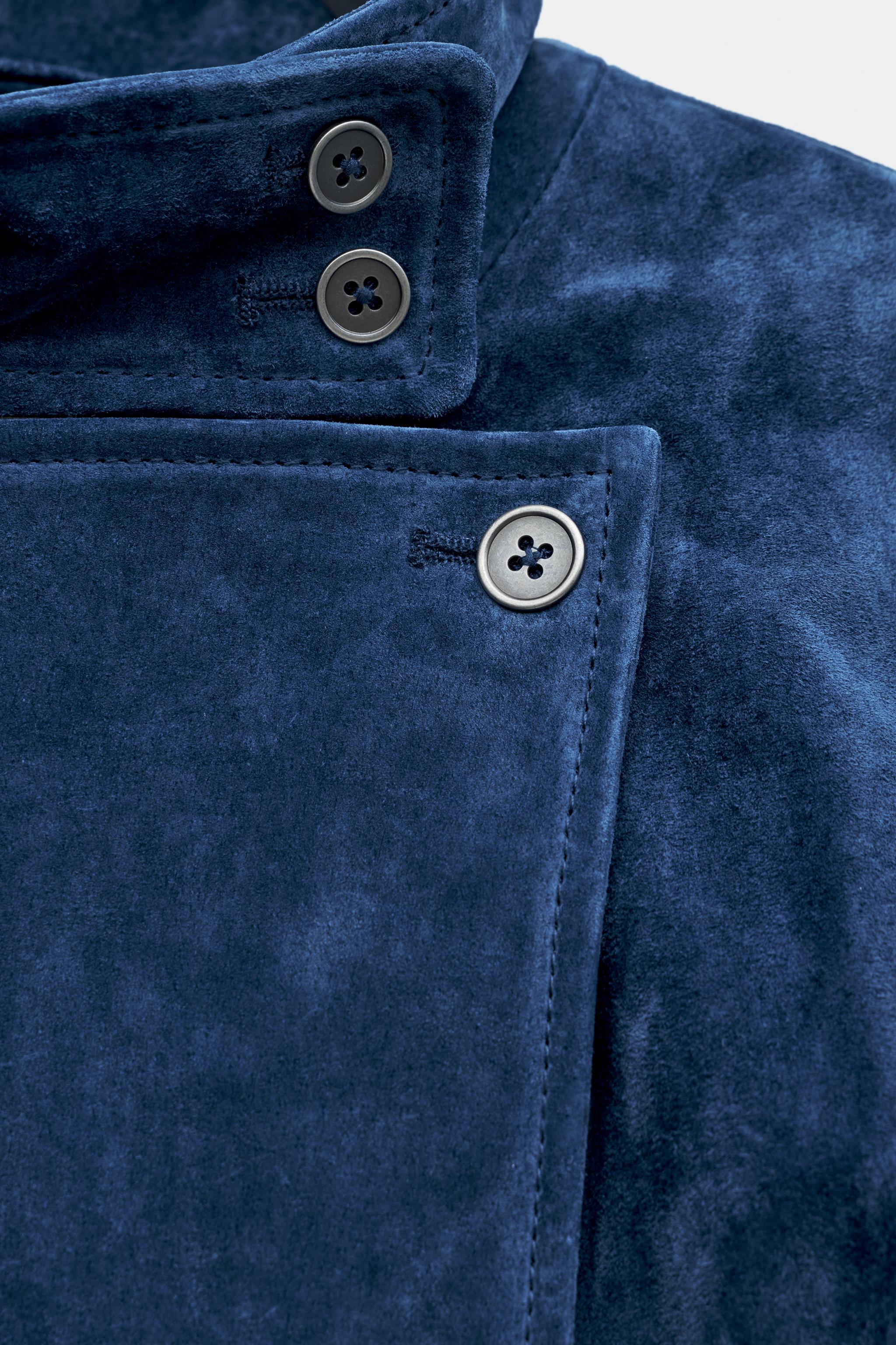 VESTE CROISÉE 100% CUIR DAIM