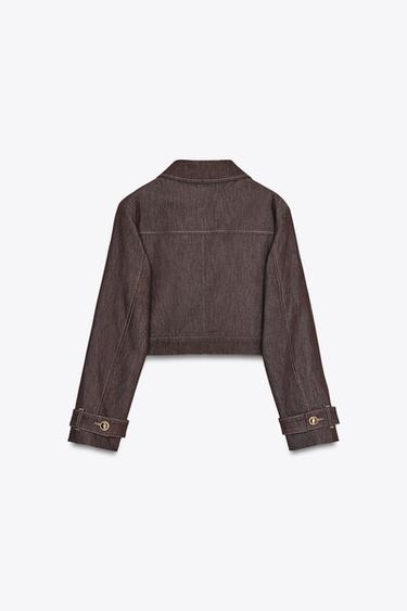 CONTRAST STITCHING SHORT JACKET - Brown by Zara - Image 5