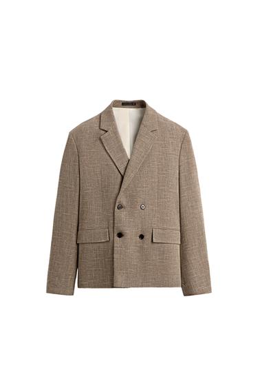 TEXTURED DOUBLE-BREASTED BLAZER