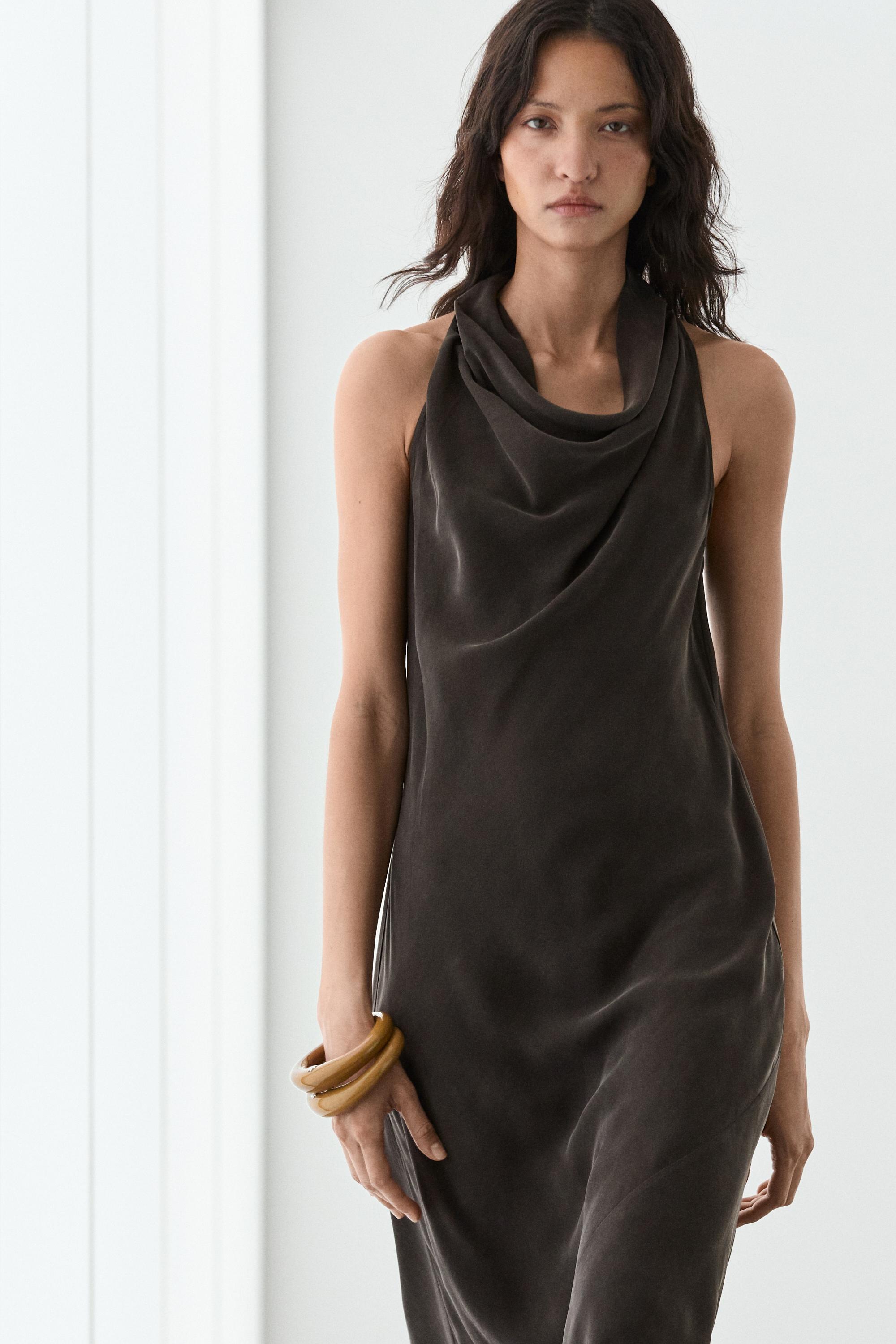 Midi dress with cowl neckline