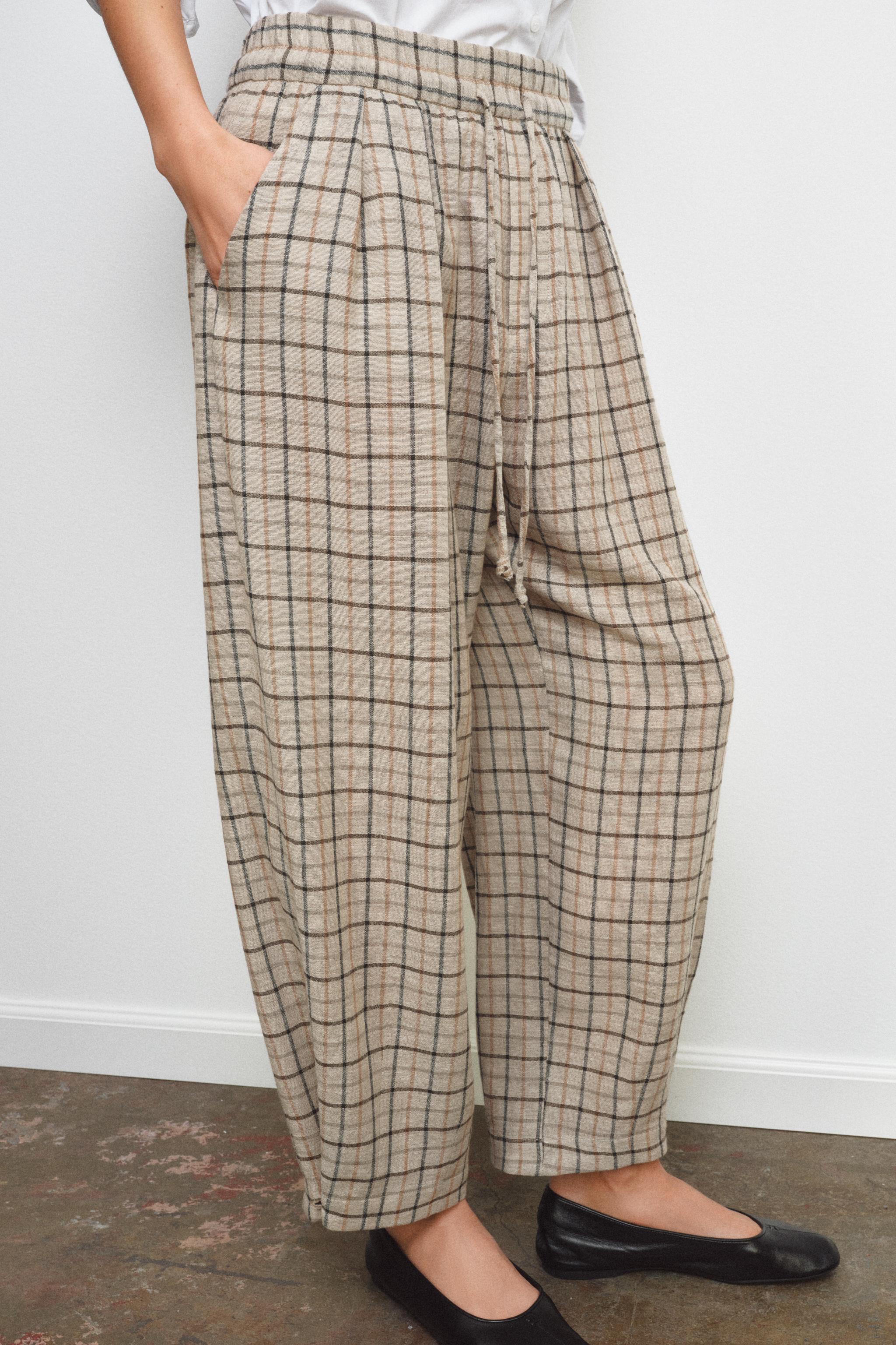チェック柄パンツ ZW COLLECTION - ベージュ | ZARA Japan / 日本
