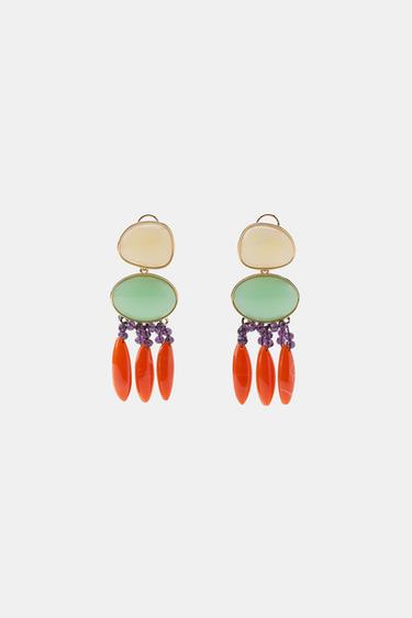 Zara DOUBLE RESIN BEAD EARRINGS - Multicolored