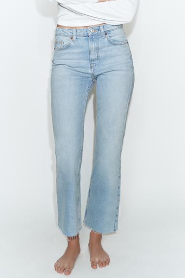 TRF CROPPED FLARE HIGH-WAIST JEANS - Light blue by Zara