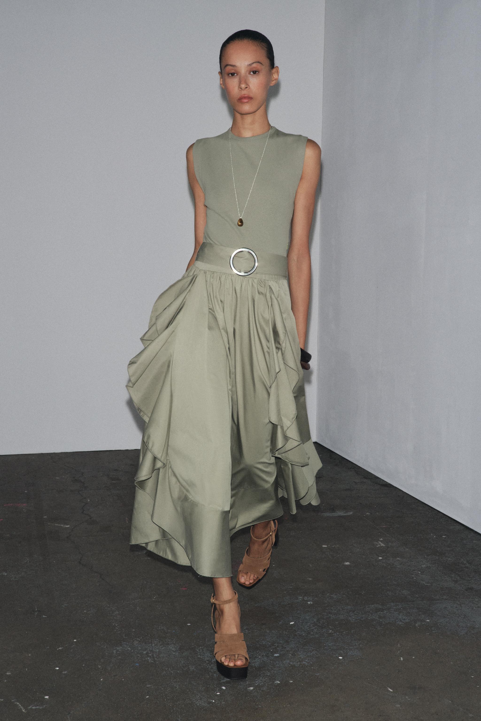 BELTED COMBINATION DRESS