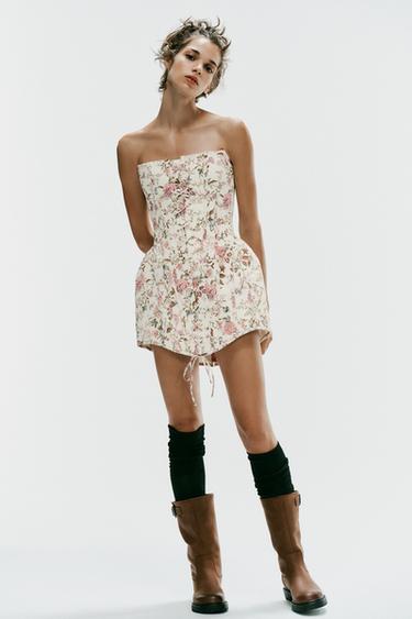 FLORAL PRINT STRAPLESS DRESS - only one by Zara