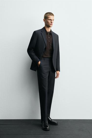 PANTALON DE COSTUME PIED-DE-POULE - Bleu marine de Zara - Image 3