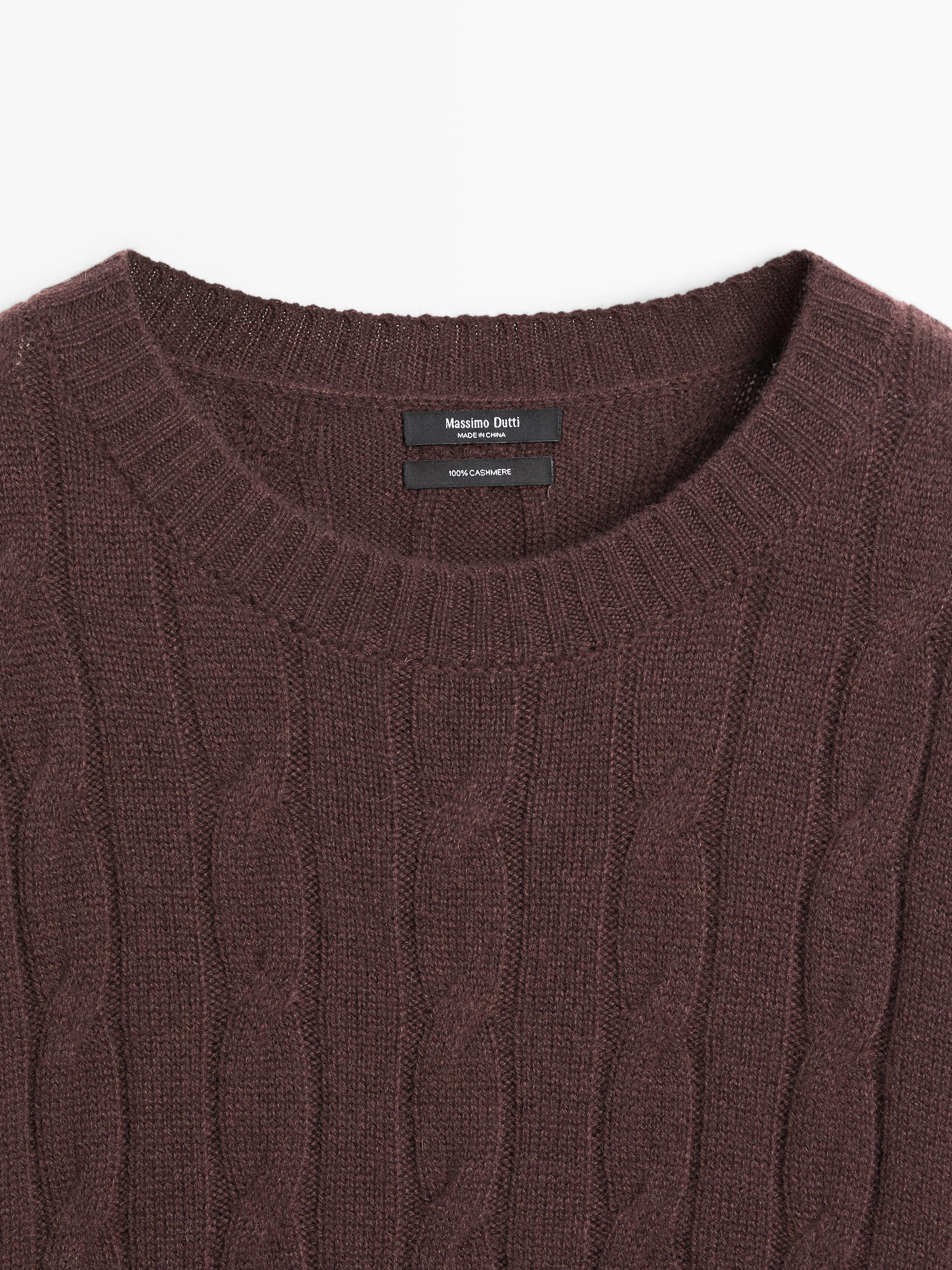 Pull en maille tressée 100 % cachemire