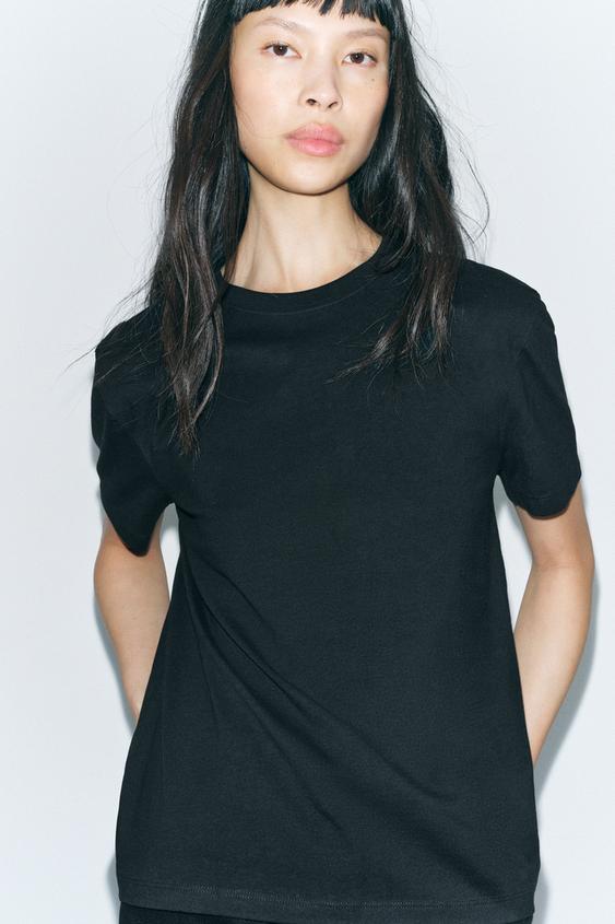 BASIC COTTON T-SHIRT - Black | ZARA United States