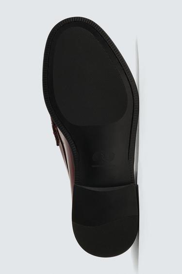 LEATHER PENNY LOAFERS - Burgundy Red by Zara - Image 3
