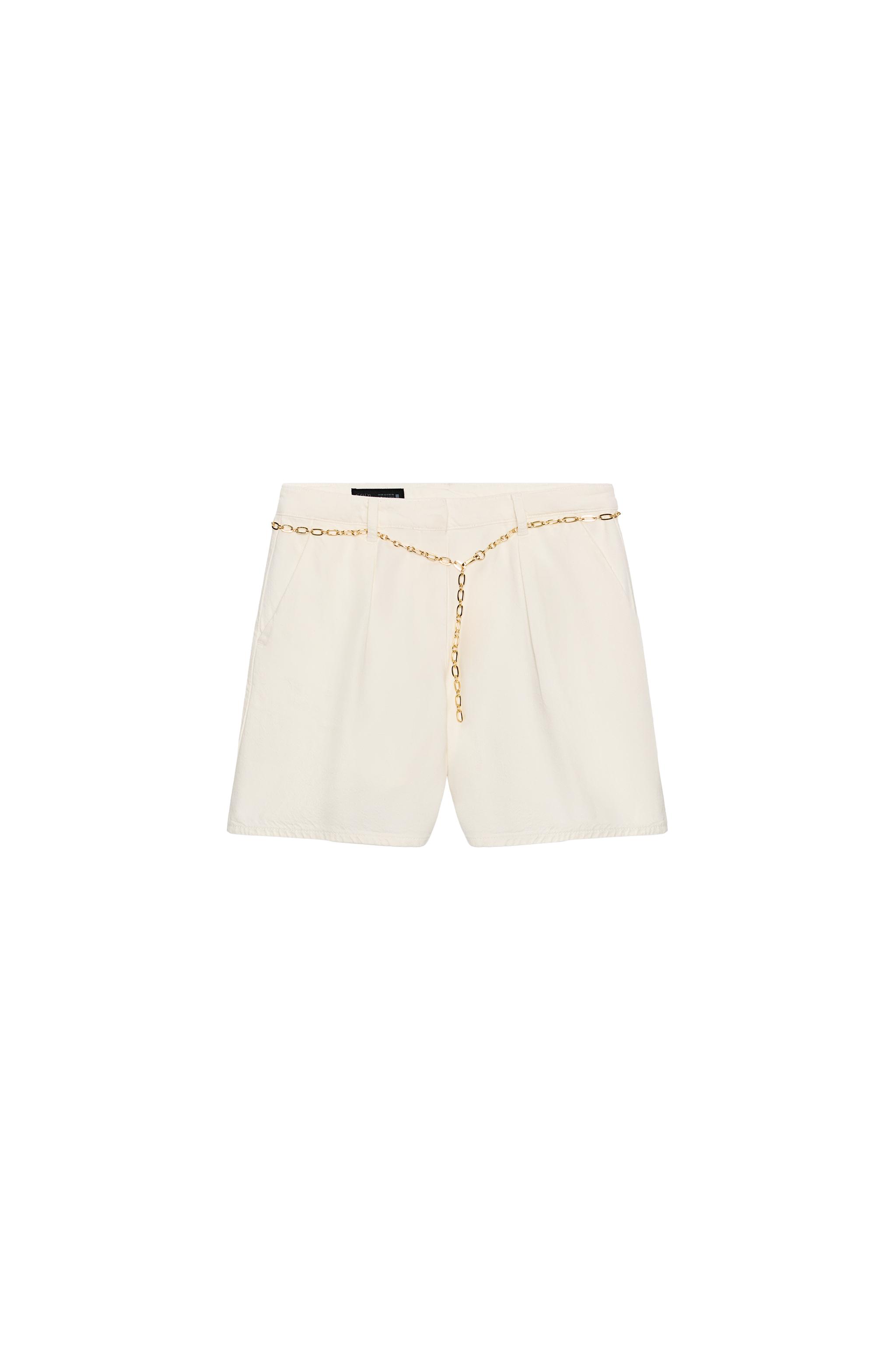 Z1975 DENIM BERMUDA SHORTS WITH CHAIN BELT - White | ZARA Singapore